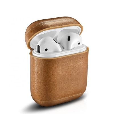 ICARER Genuine Leather Battery Charging Wireless Earphone Protective Case Cover For AirPods For iPhone